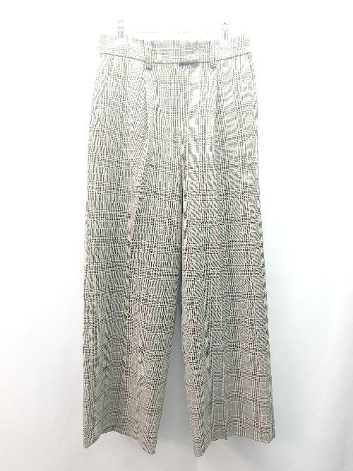 ◇ BABYLONE バビロン チェック柄 タック バックウエストゴム スラックス サイズ38 ベージュ レディース E 【1310130001174】