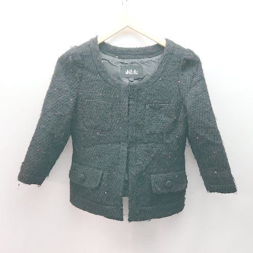 ◇ JILL STUART ジル スチュアート 裏地 起毛 フック ラメ 光沢感 秋冬物 長袖 ジャケット サイズS ブラック レディース E 【1310050046583】