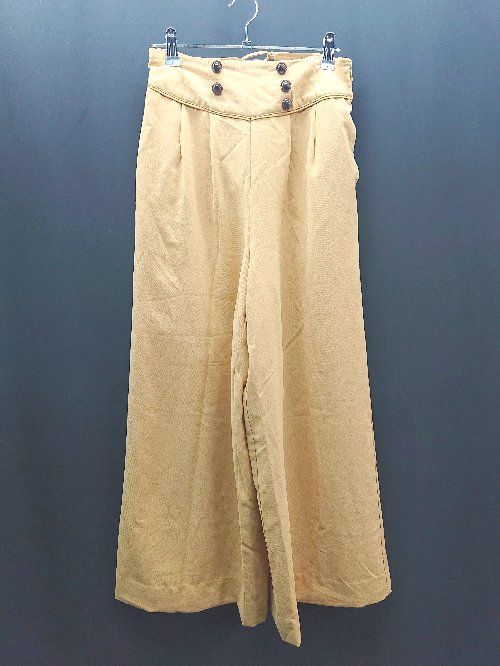 ◇ one after another NICE CLAUP 無地 バックウエストゴム 2タック ワイド パンツ 表記なし イエロー レディース E 【1310130009477】