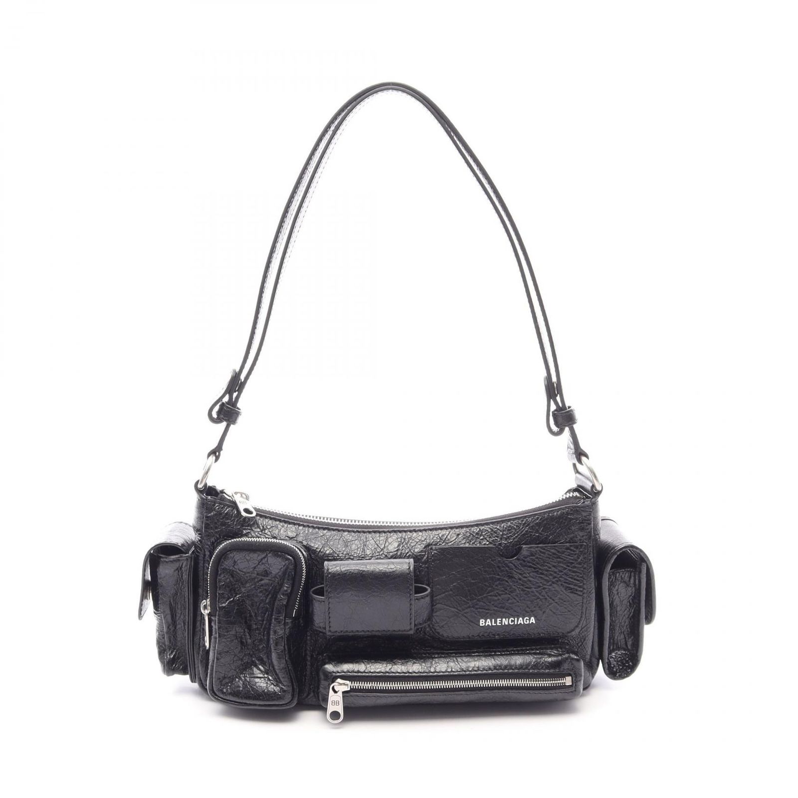 バレンシアガ BALENCIAGA ショルダーバッグ SUPERBUSY スリングバッグ スモール 802227 ブラック レザー SUPERBUSY スリングバッグ スモール レディース Used A