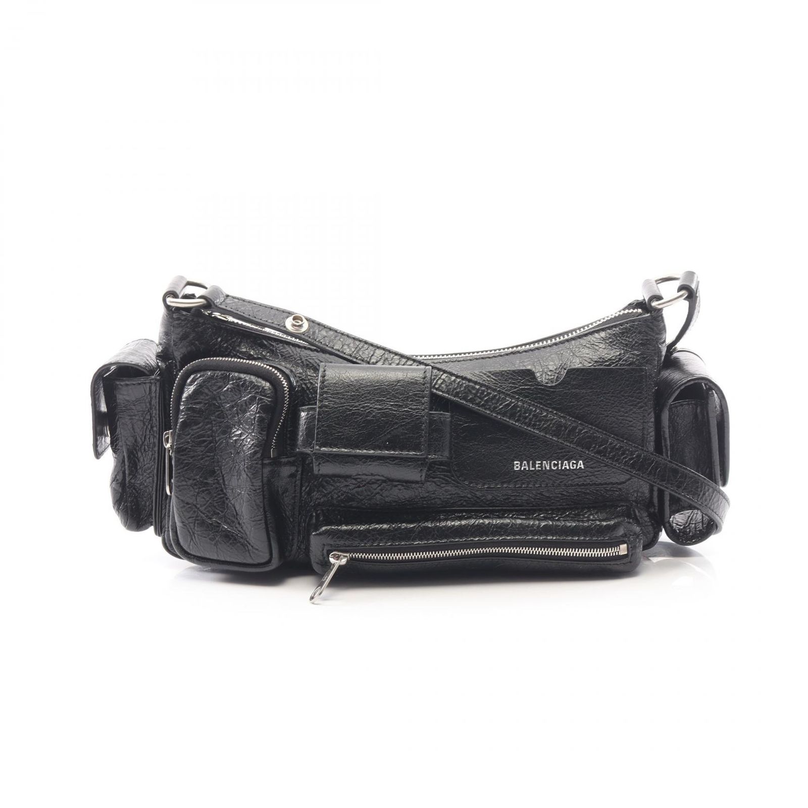 バレンシアガ BALENCIAGA ショルダーバッグ スーパービジー スモール 802227 ブラック レザー SUPERBUSY スリングバッグ スモール レディース Used A