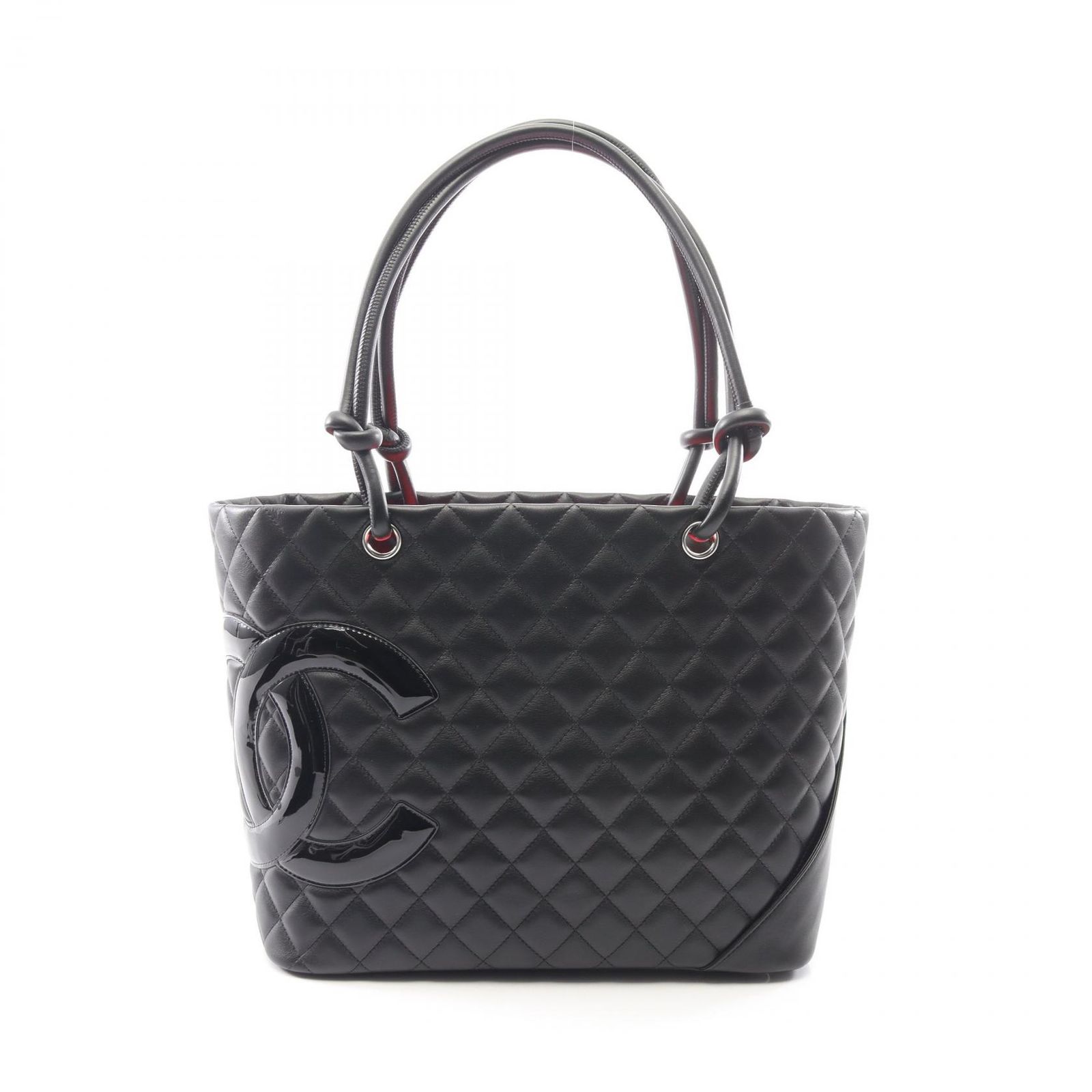 シャネル CHANEL トートバッグ カンボンライン ラージ A25169 ブラック/ブラックエナメル レザー パテントレザー カンボン ラージ トート レディース Used A