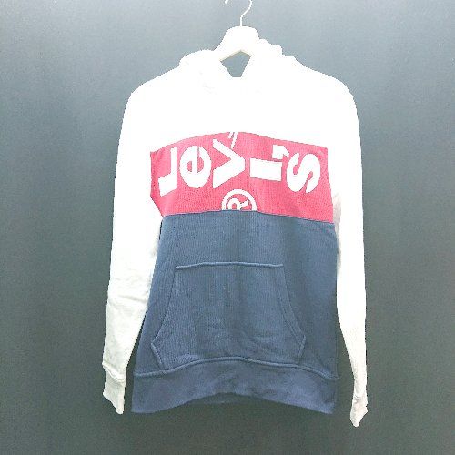 ◇ Levi's リーバイス フーディー ロゴ 裏起毛 長袖 パーカー サイズS ホワイト レッド メンズ E 【1310130013580】