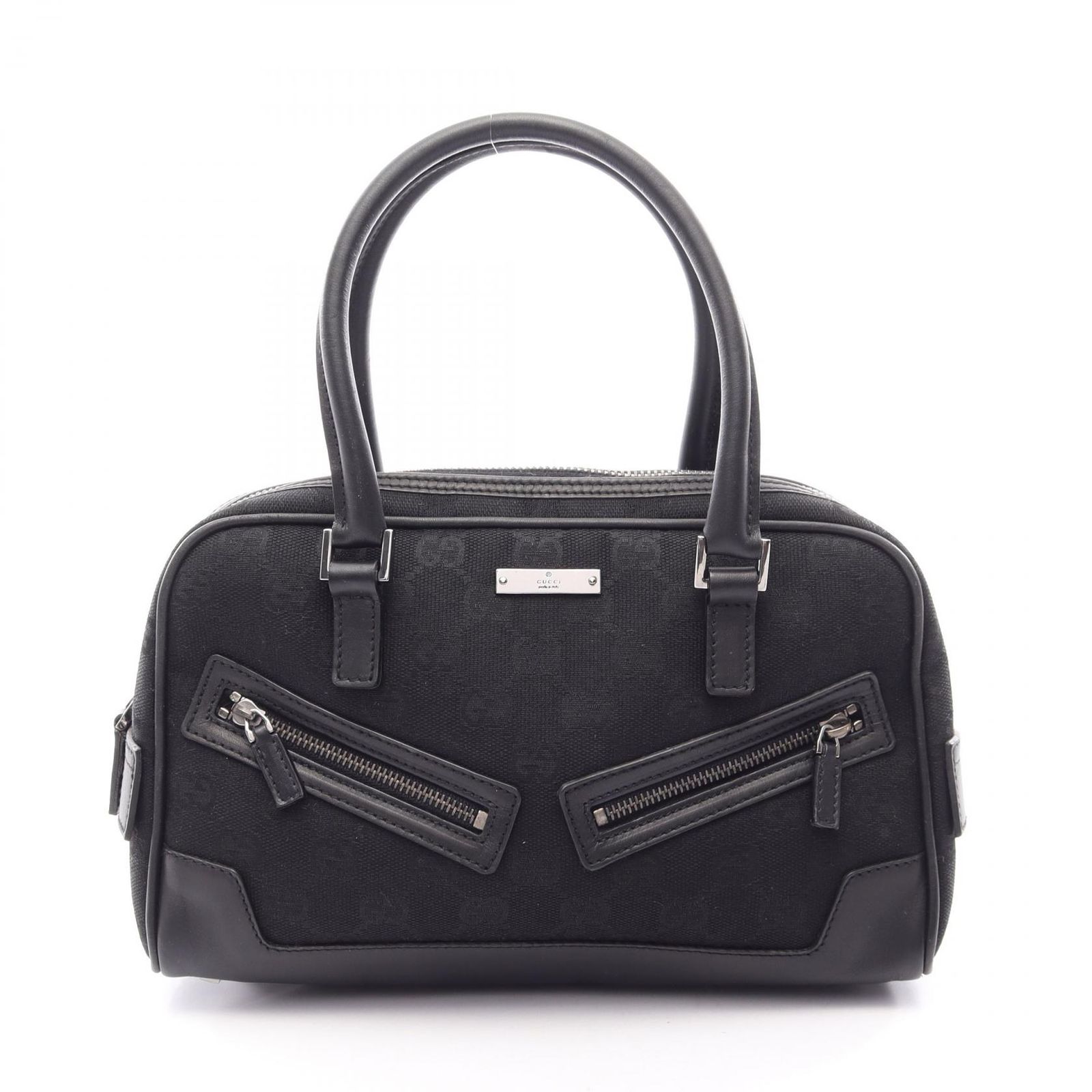 グッチ GUCCI ハンドバッグ GGキャンバス ミニ 000･0852 ブラック キャンバス レザー ミニ ハンドバッグ レディース Used B