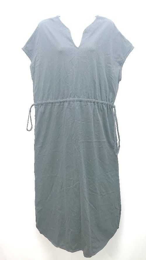 ◇ FREAK'S STORE スリットネック 無地 ウエスト紐 半袖 ロング ワンピース サイズF ブラック レディース E 【1310130013122】