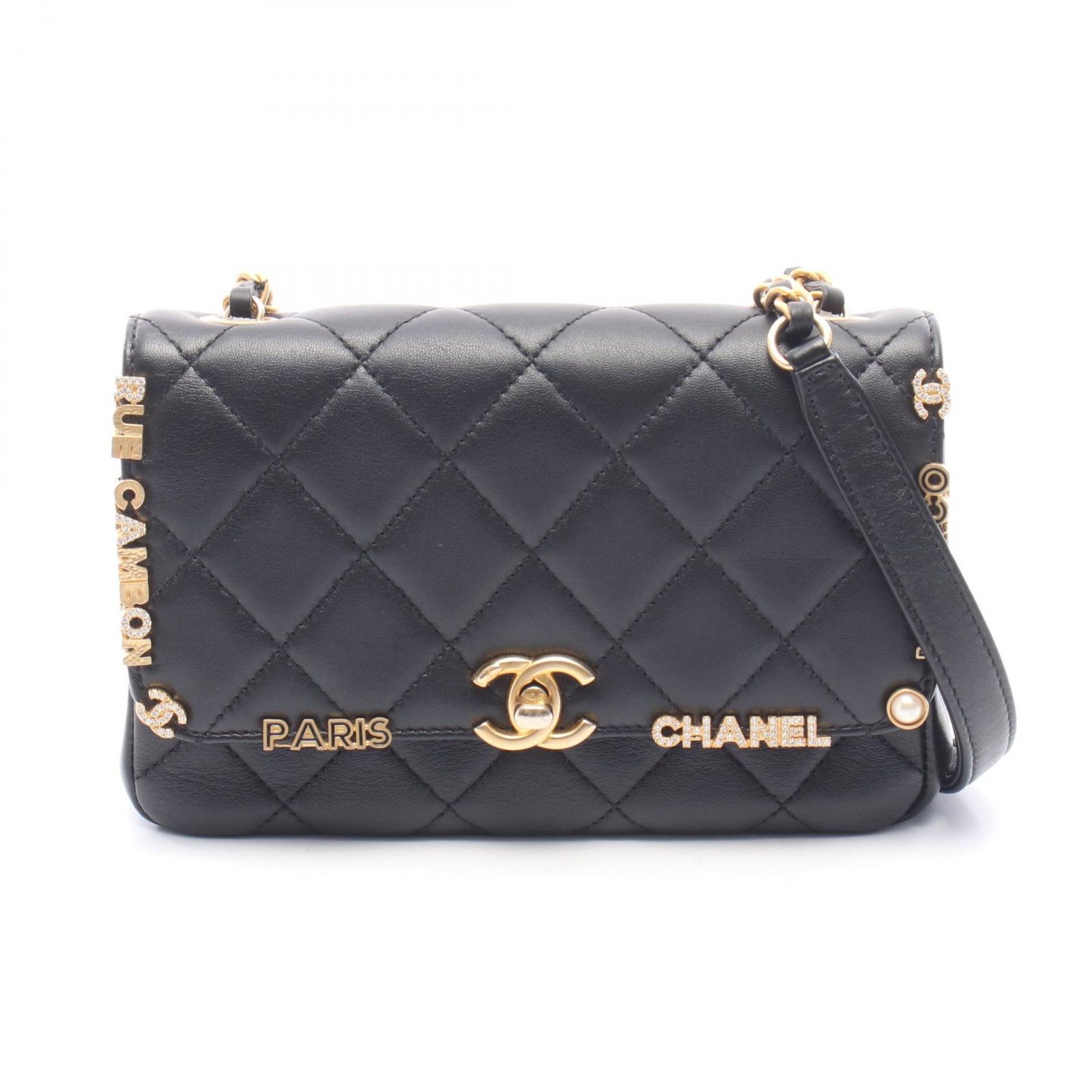 シャネル CHANEL ショルダーバッグ ミニ フラップ バッグ マトラッセ AS3731 ブラック レザー マトラッセ ミニ フラップバッグ レディース Used A