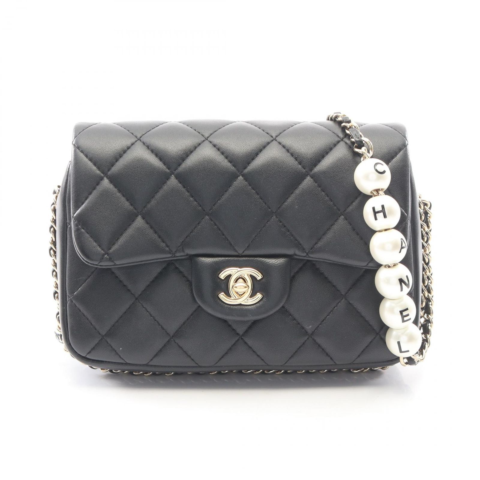 シャネル CHANEL ショルダーバッグ マトラッセ スモールフラップ AS1436 ブラック ラムスキン(羊革) マトラッセ スモールフラップ チェーンショルダー レディース