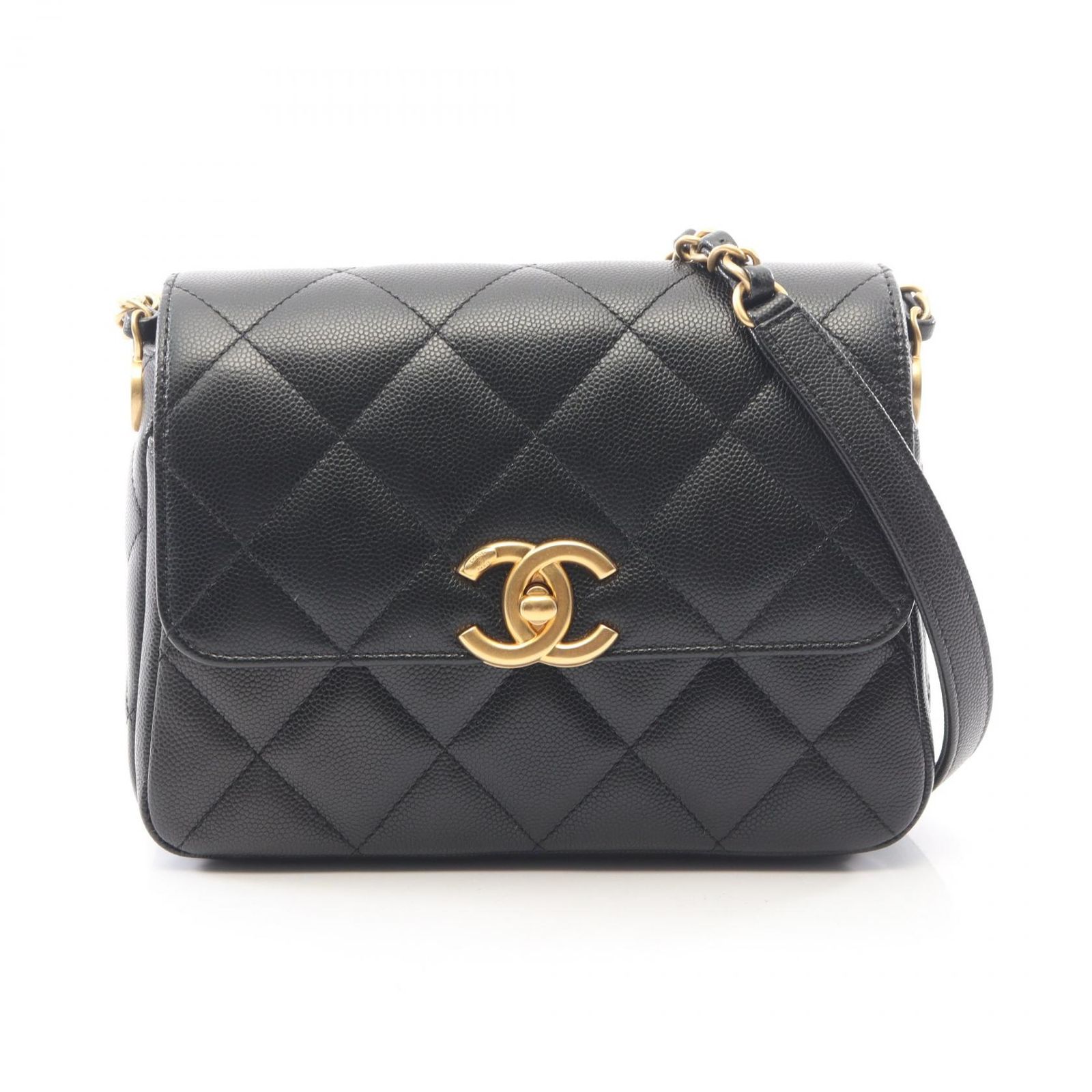 シャネル CHANEL ショルダーバッグ マトラッセ スモールフラップ AS4907 ブラック キャビアスキン(グレインドカーフ) マトラッセ スモールフラップ チェーンショルダー