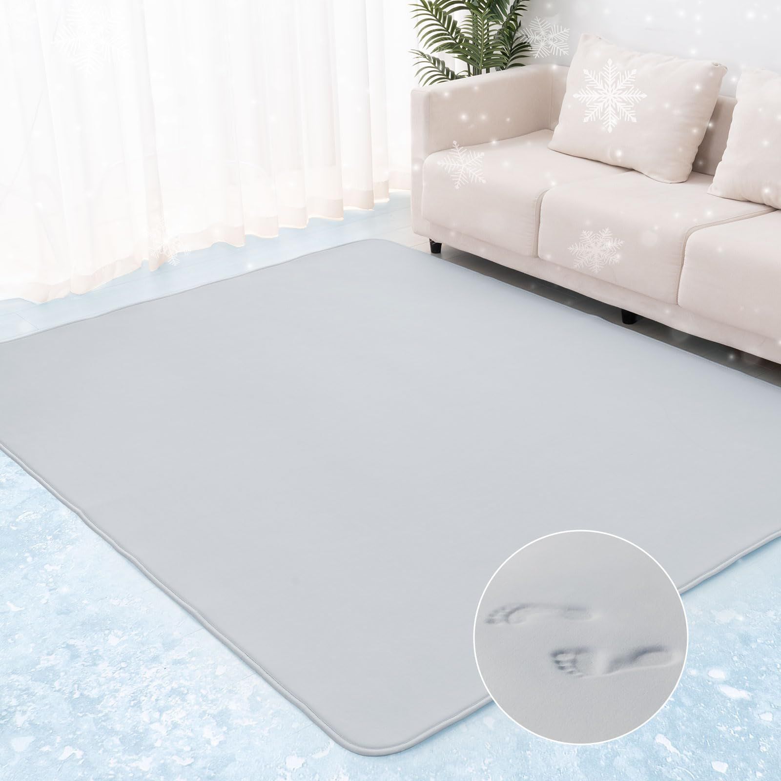 【新品】Vamcheer カーペット 接触冷感 夏用 ラグマット 低反発ラグ ひんやり 135x185cm 約1.5畳 10mmウレタン入り 厚手 冷感ラグ ひんやりカーペット Q-MAX値0.4 抗菌防臭 防音 滑り止め付き ライトグレー 4a893dd9