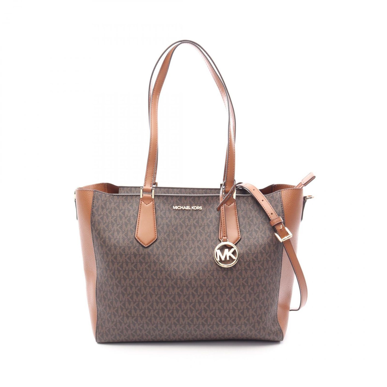 マイケルコース Michael Kors トートバッグ KIMBERLY 3 IN 1 トート ラージ 2WAY 35F0GKFT9V ダークブラウン/ブラウン PVCコーティングキャンバス レザー 2wayトートバッグ