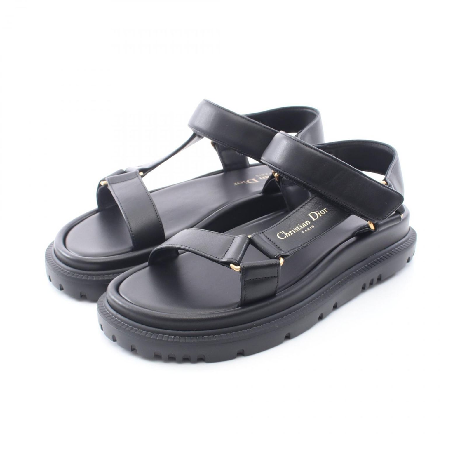 ディオール Dior サンダル DIORACT ディオールアクト レザー サンダル レディース Used A