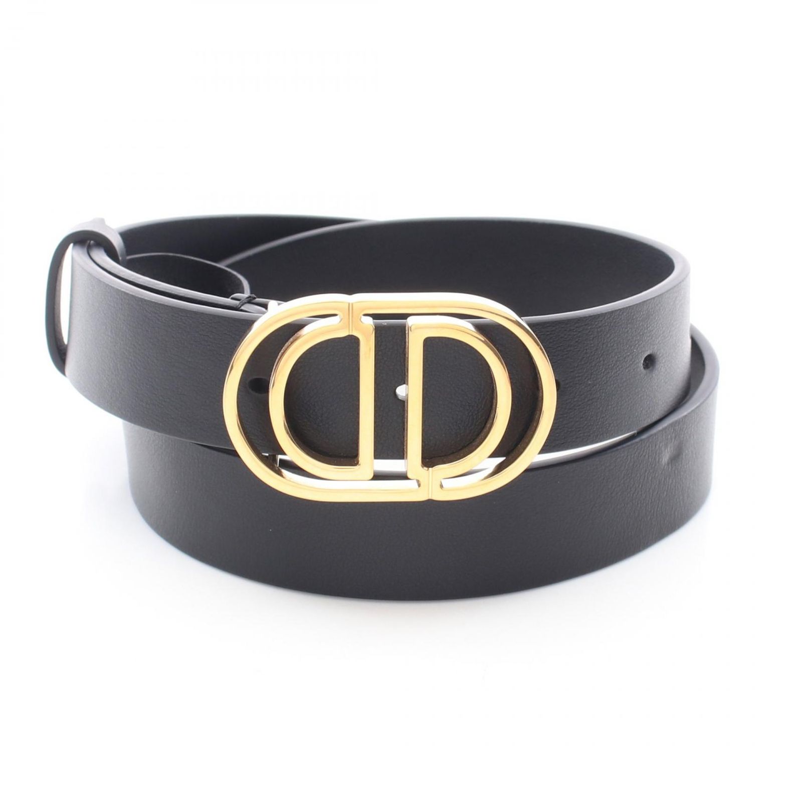 ディオール Dior ベルト 30 MONTAIGNE モンテーニュ ゴールド金具 レザー ベルト レディース Used A