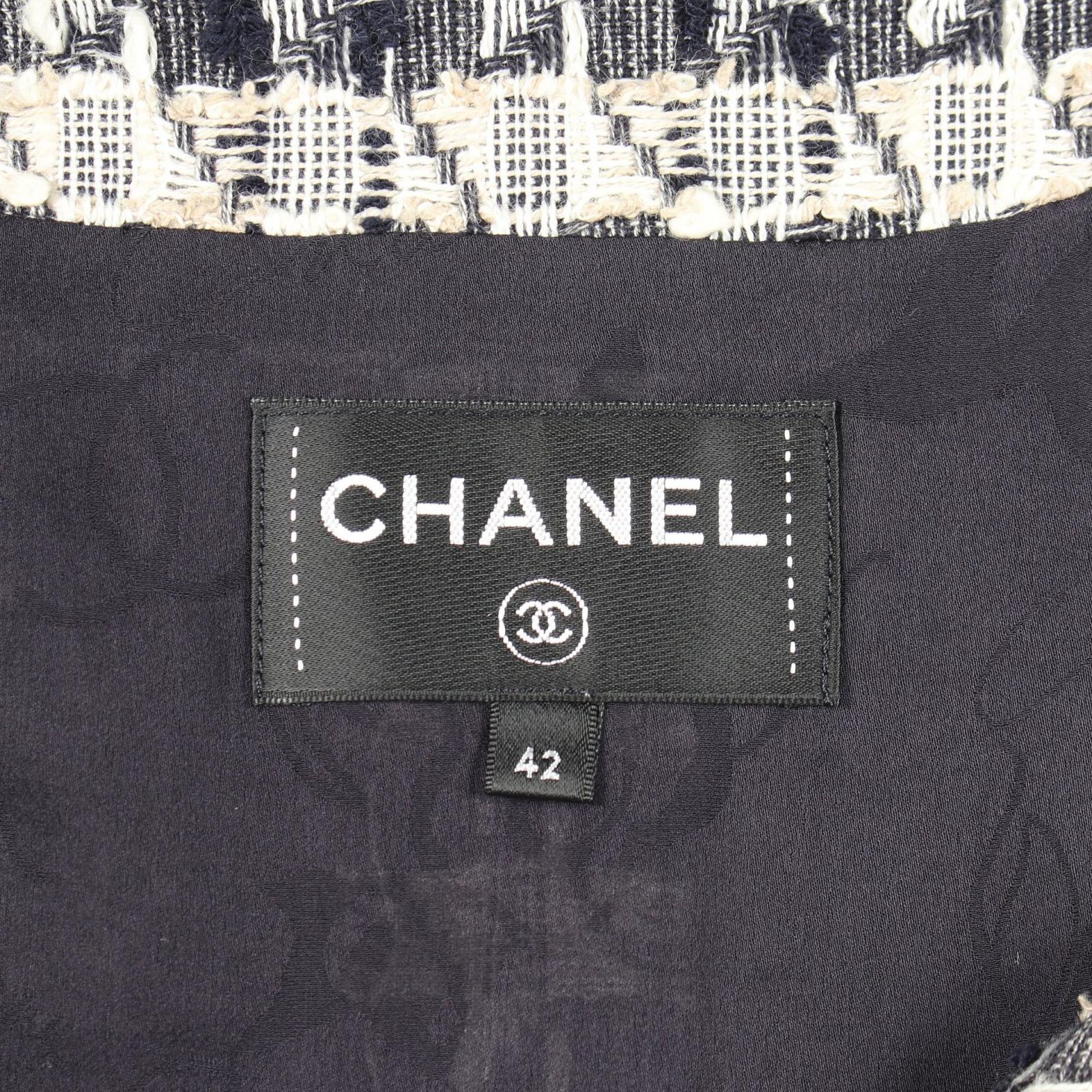 シャネル CHANEL ワンピース ベルト付き 総柄 ツイード 半袖
