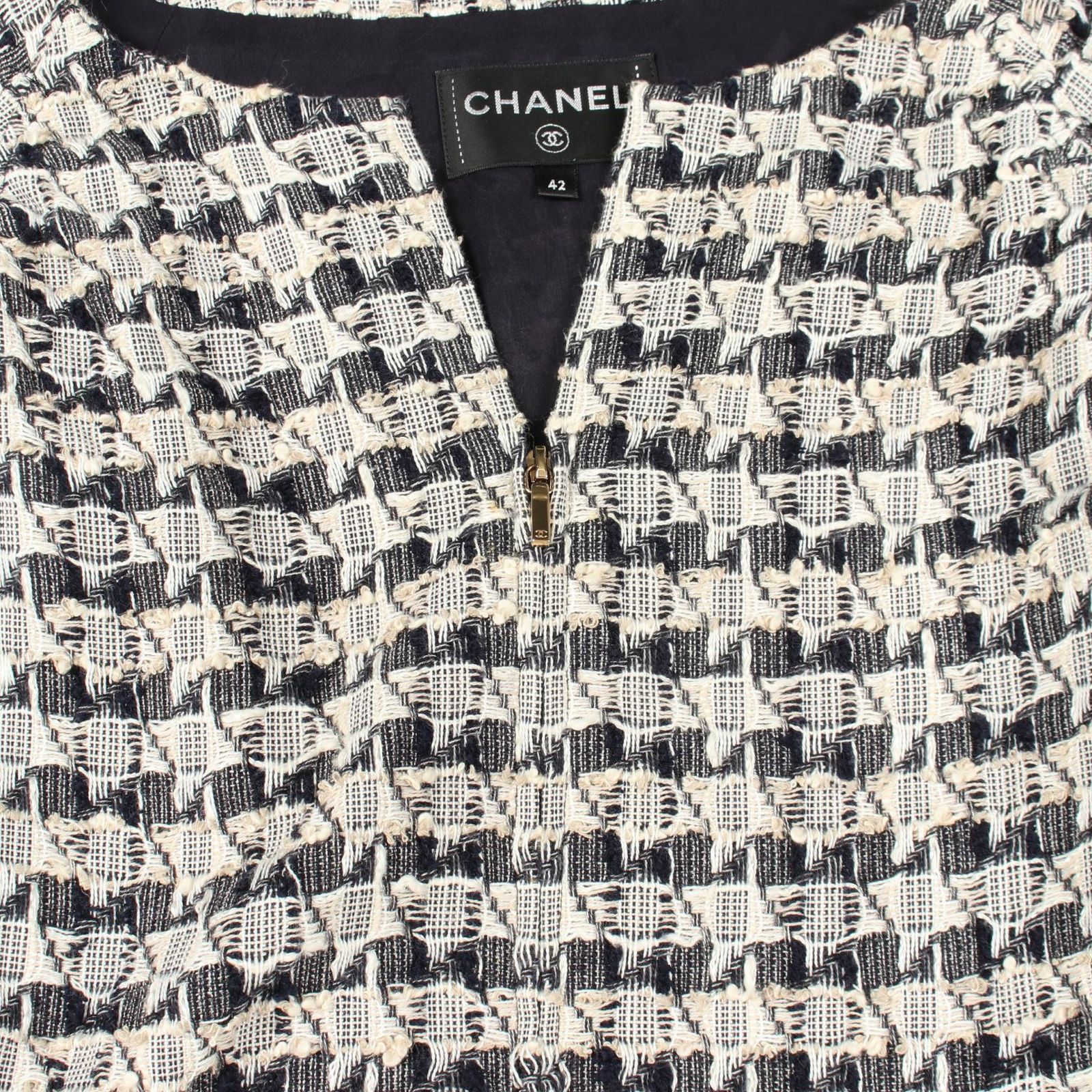 シャネル CHANEL ワンピース ベルト付き 総柄 ツイード 半袖