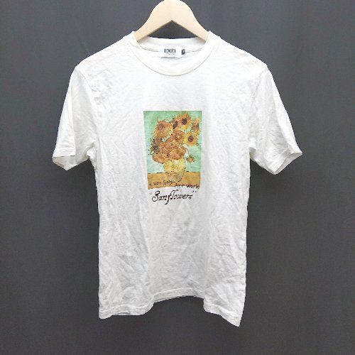 ◇ BENDER カジュアル シンプル ひまわり フロントプリント 半袖 Tシャツ サイズM オフホワイト レディース E 【1310130018097】