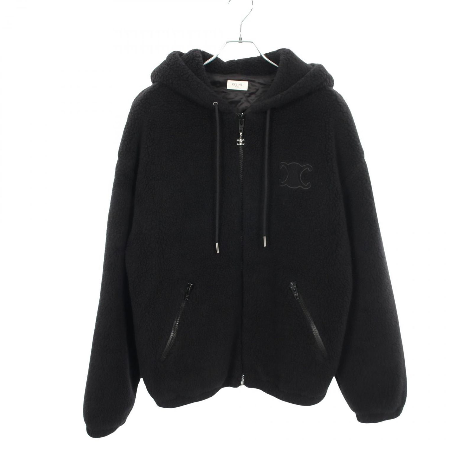 セリーヌ CELINE ブルゾン トリオンフ フーデッド フリースジャケット RV0SC0T87.38NO ブラック ウール フード ジャケット メンズ Used A