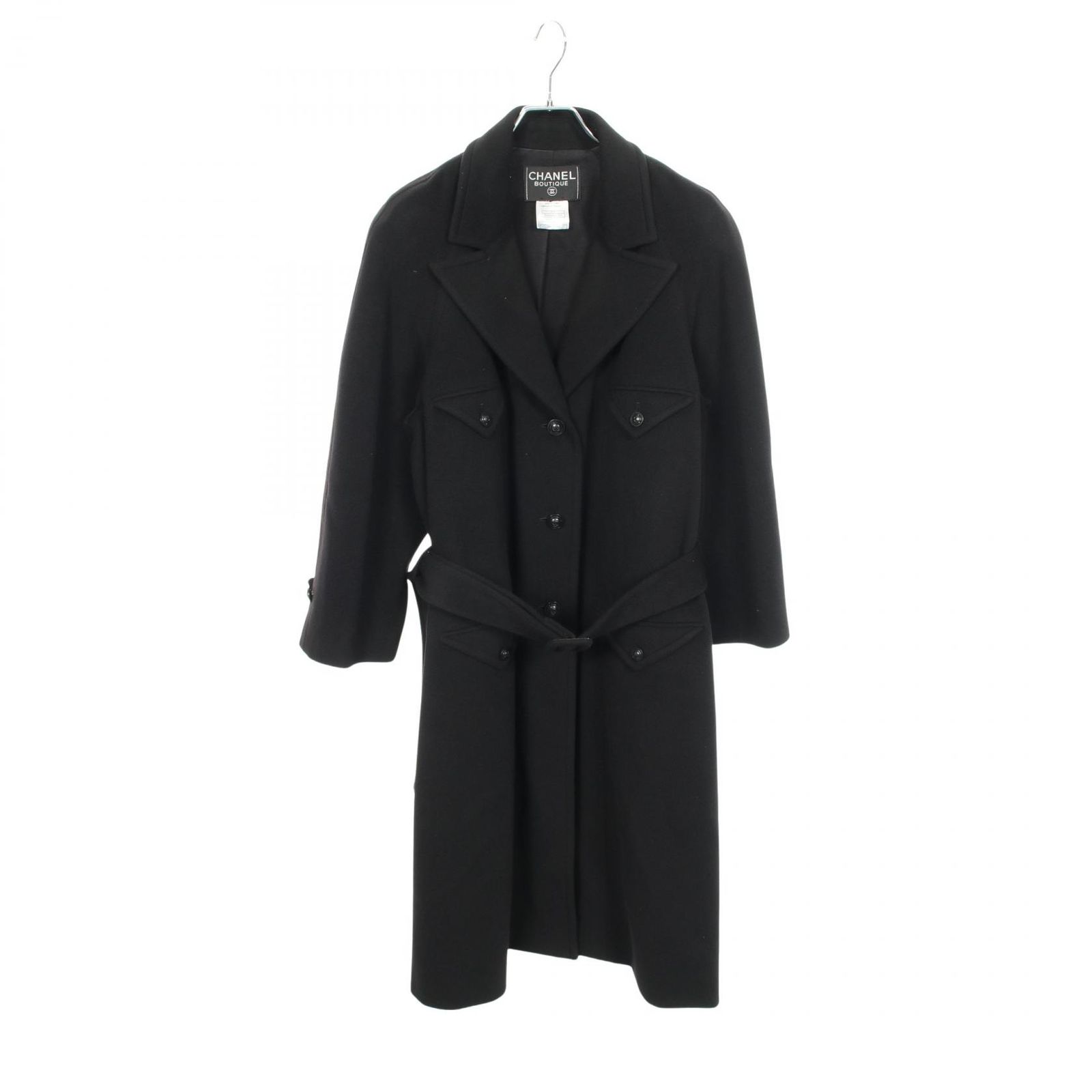 シャネル CHANEL ココマークボタン P09304W02369 ブラック カシミヤ カシミヤコート 97A レディース Used A