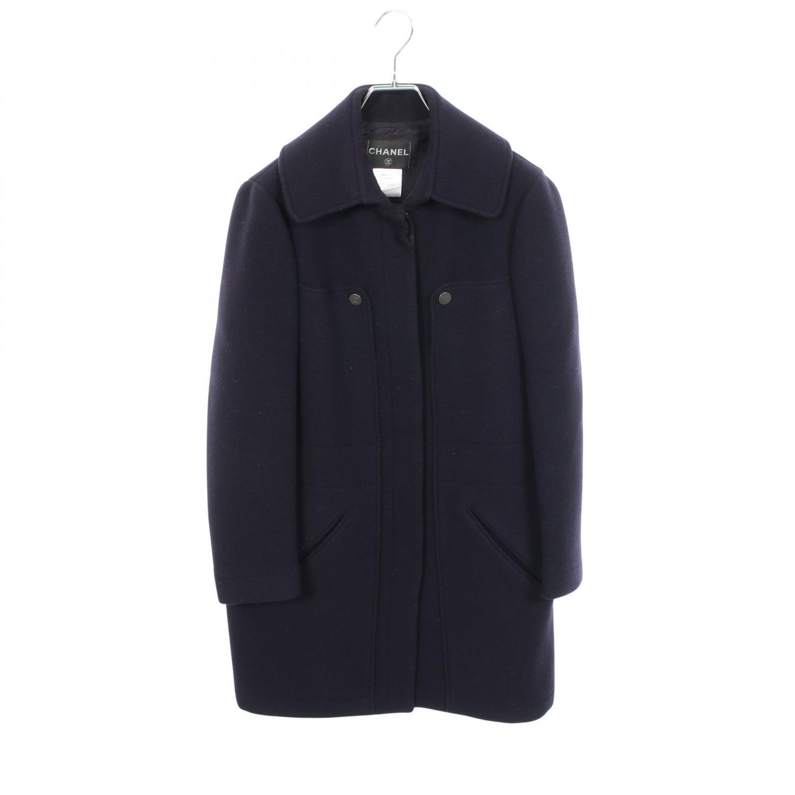シャネル CHANEL ココマークボタン P42157V30572 ネイビー ウール コート レディース Used A