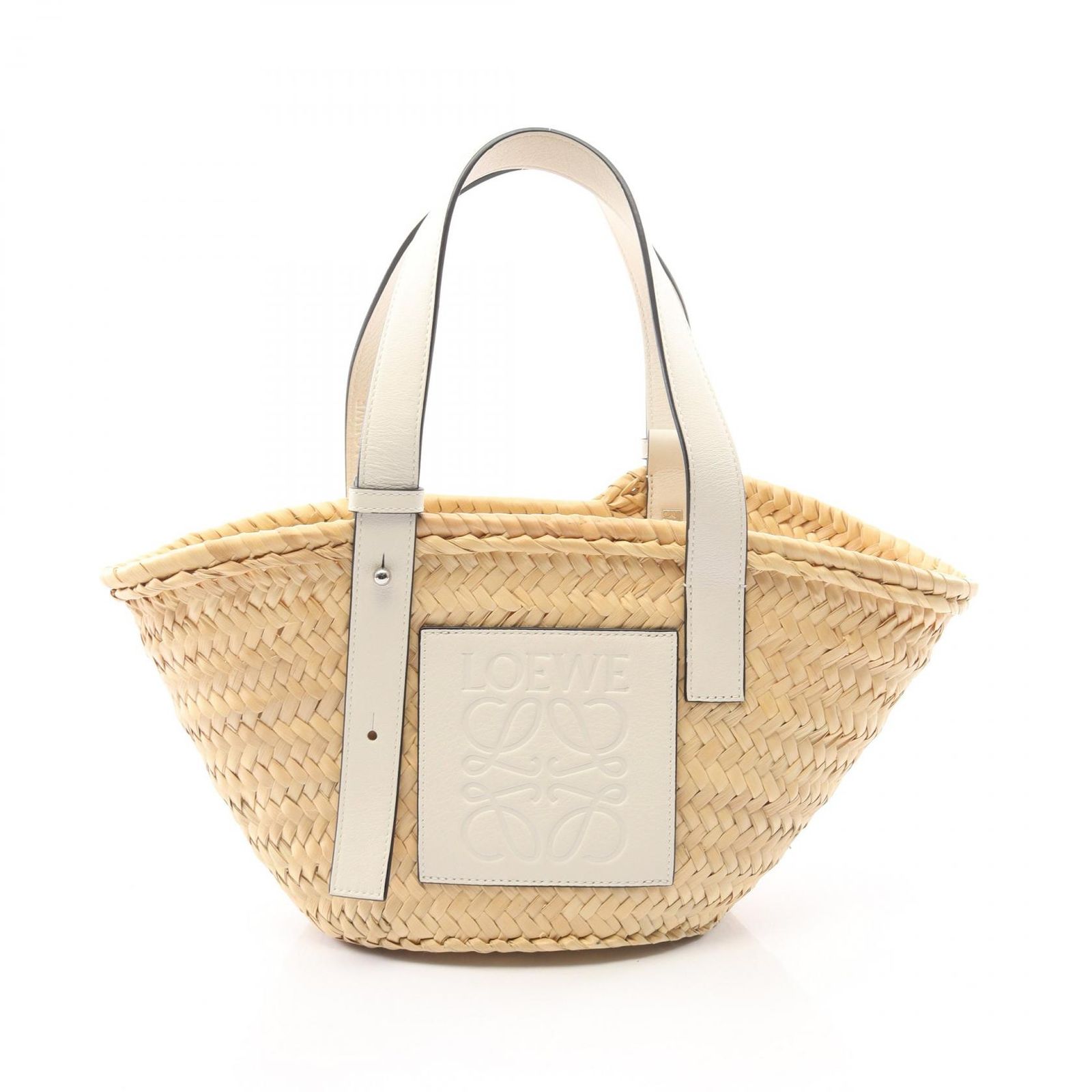 ロエベ LOEWE ハンドバッグ バスケットバッグ スモール ナチュラル/ホワイト レザー バスケットバッグ スモール レディース Used A