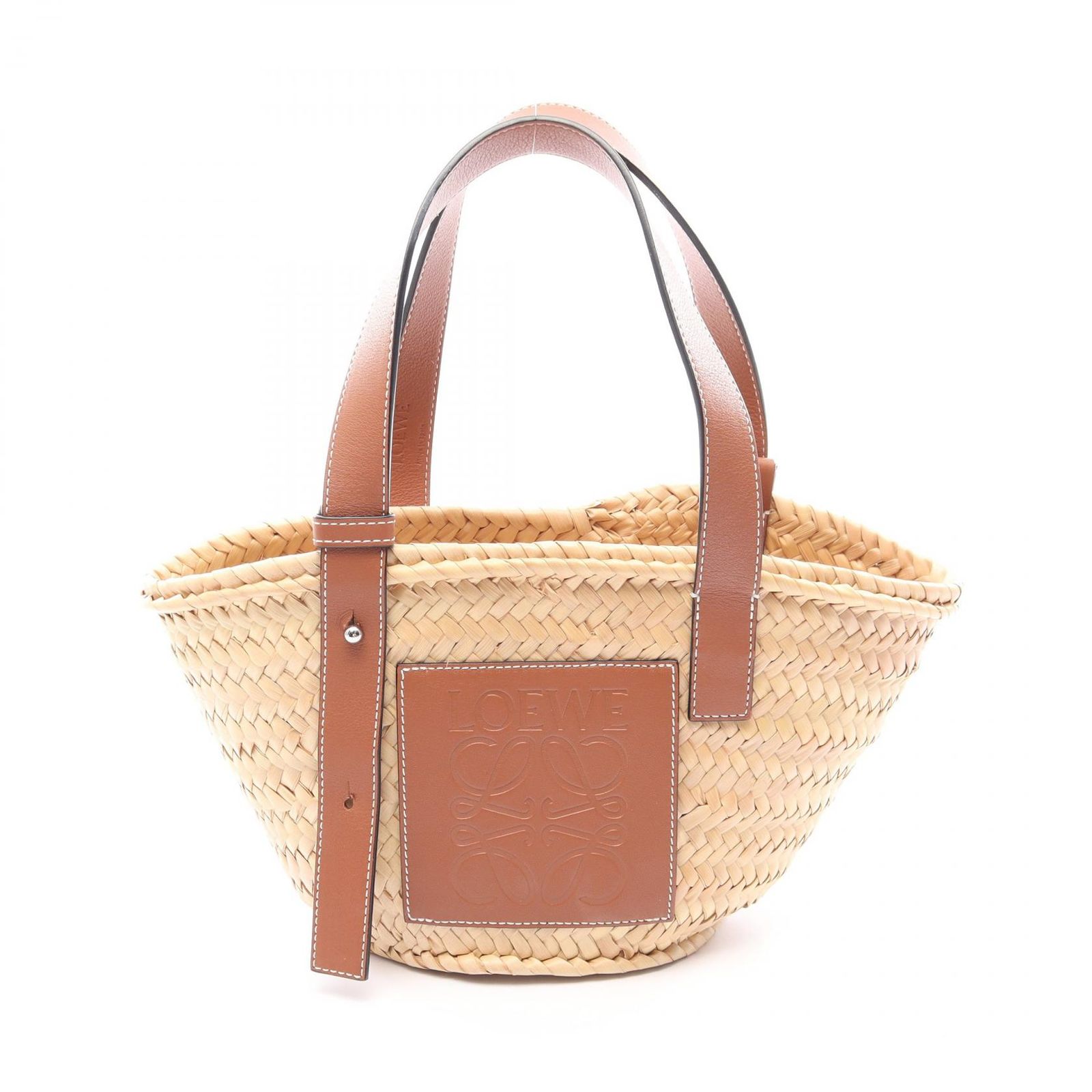 ロエベ LOEWE ハンドバッグ バスケットバッグ スモール ナチュラル/ブラウン レザー バスケットバッグ スモール レディース Used A