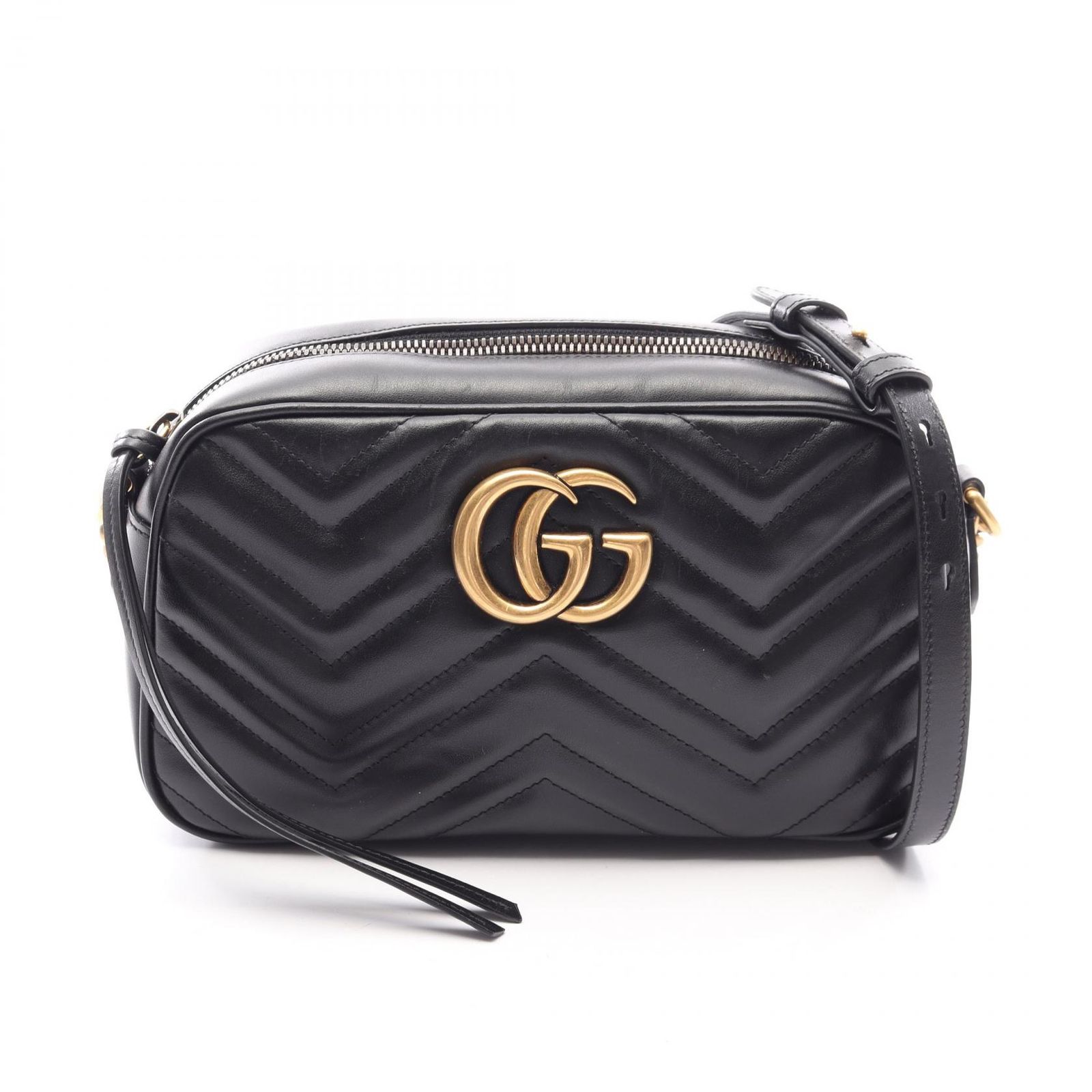 グッチ GUCCI ショルダーバッグ GGマーモント 447632 ブラック レザー GGマーモント スモール カメラバッグ レディース Used A