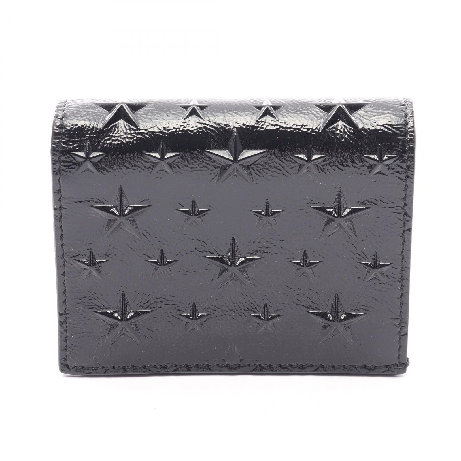 ジミーチュウ JIMMY CHOO 二つ折り財布 スタースタッズ ブラック レザー スタースタッズ コンパクトウォレット レディース Used B