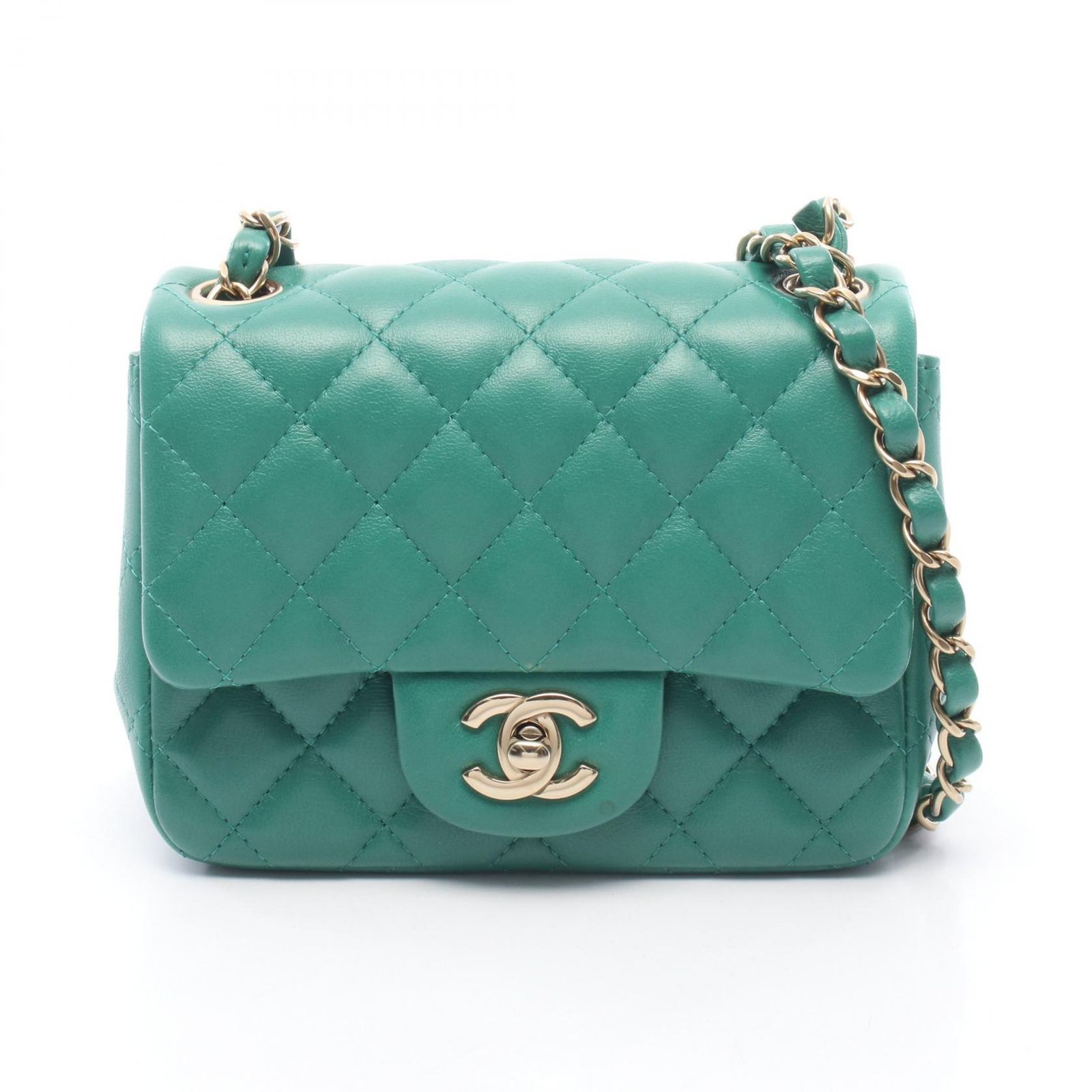 シャネル CHANEL ショルダーバッグ ミニマトラッセ グリーン ラムスキン(羊革) ミニマトラッセ チェーンショルダー レディース Used A
