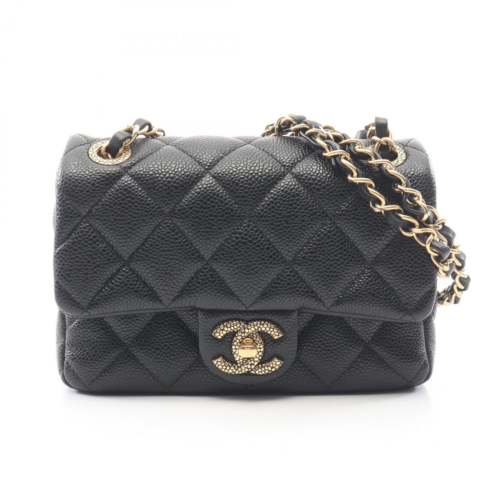 シャネル CHANEL ショルダーバッグ ミニマトラッセ CCスネーク ブラック キャビアスキン(グレインドカーフ) ミニマトラッセ CCスネーク チェーンショルダー