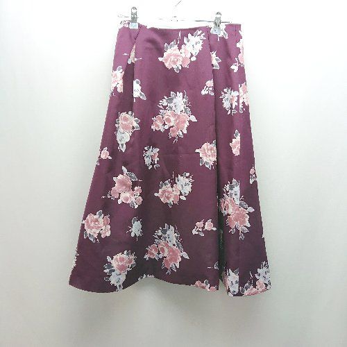 ◇ La Totalite  ラ トータリテ 花柄 バックファスナー ガーリー 膝丈 フレア スカート サイズ38 パープル レディース E 【1310130024487】 8,870円