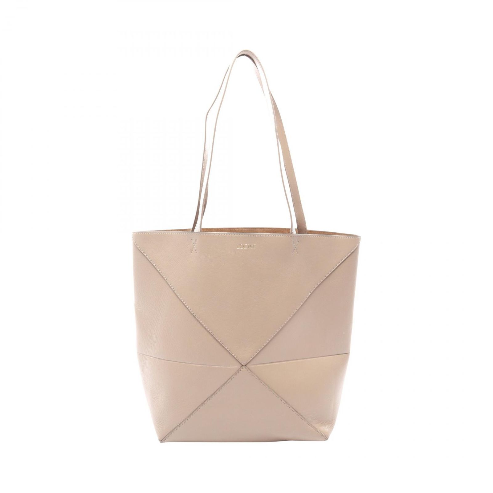 ロエベ LOEWE トートバッグ PUZZLE TOTE MEDIUM A657G50X01 グレージュ レザー パズルフォルド トート ミディアム レディース Used B