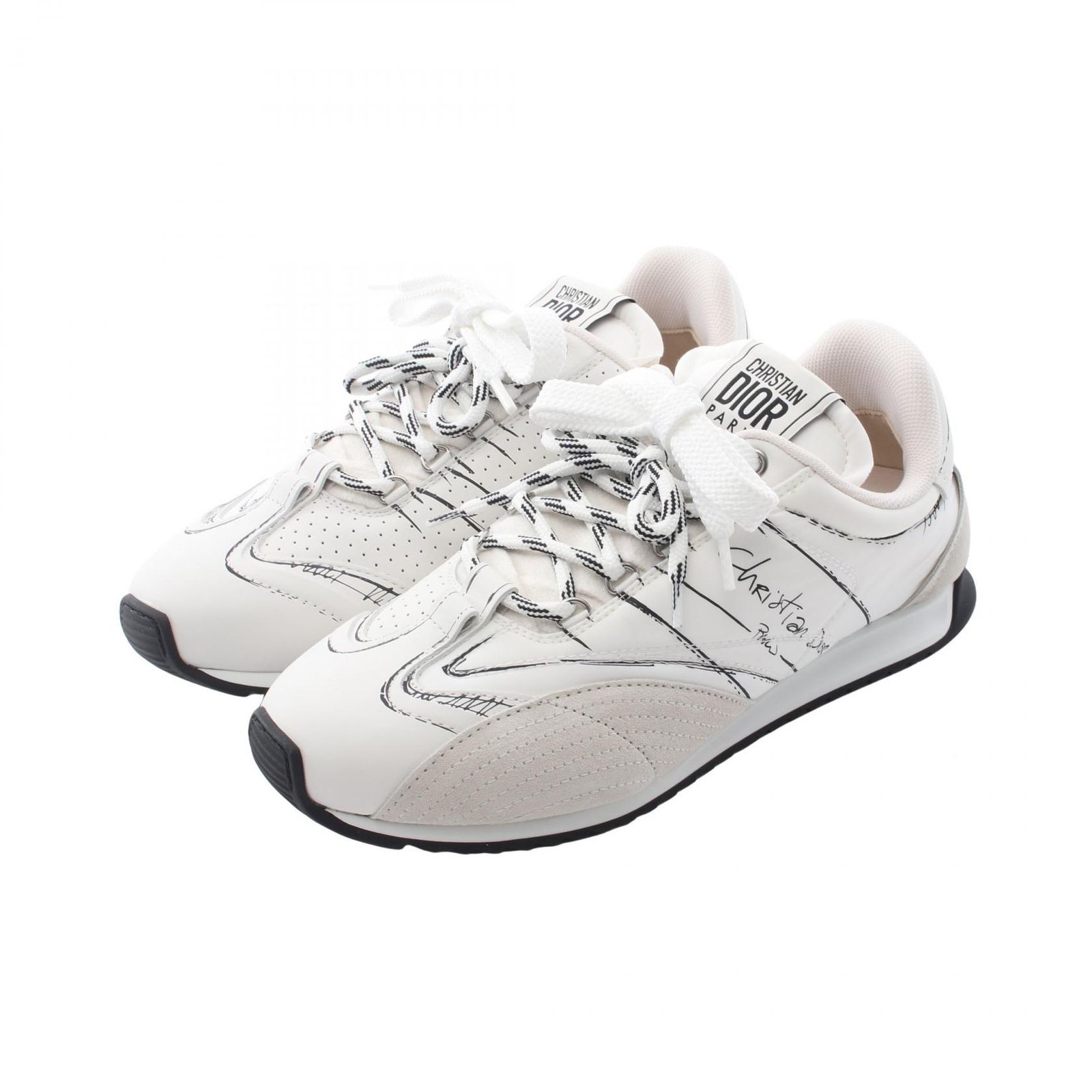 ディオール Dior スニーカー D-Sketch レザー スウェード スニーカー レディース Used A