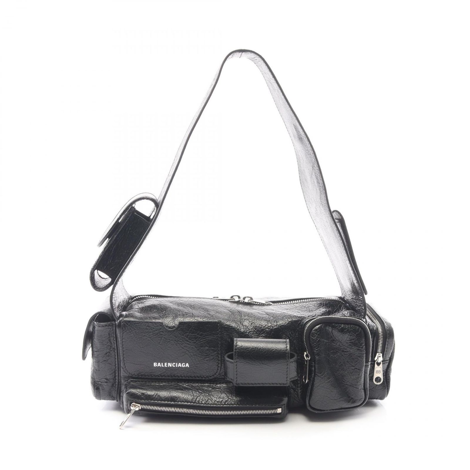 バレンシアガ BALENCIAGA ショルダーバッグ スーパービジー 762516 ブラック レザー SUPERBUSY スリングバッグ XS レディース Used A