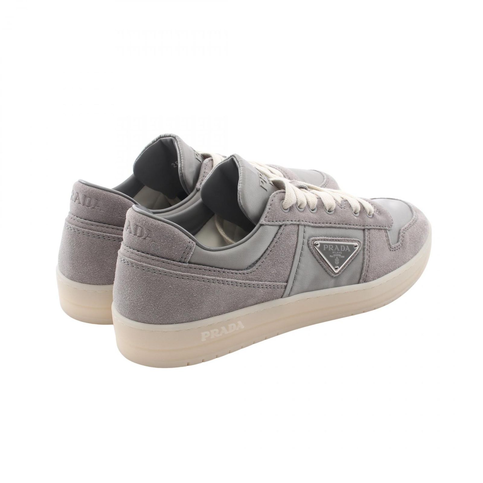 プラダ PRADA トライアングルロゴ ダウンタウン スニーカー 靴 ナイロン スウェード メンズ グレー系 2EE364 【中古】 プラダ PRADA スニーカー トライアングルロゴ ダウンタウン 2EE364