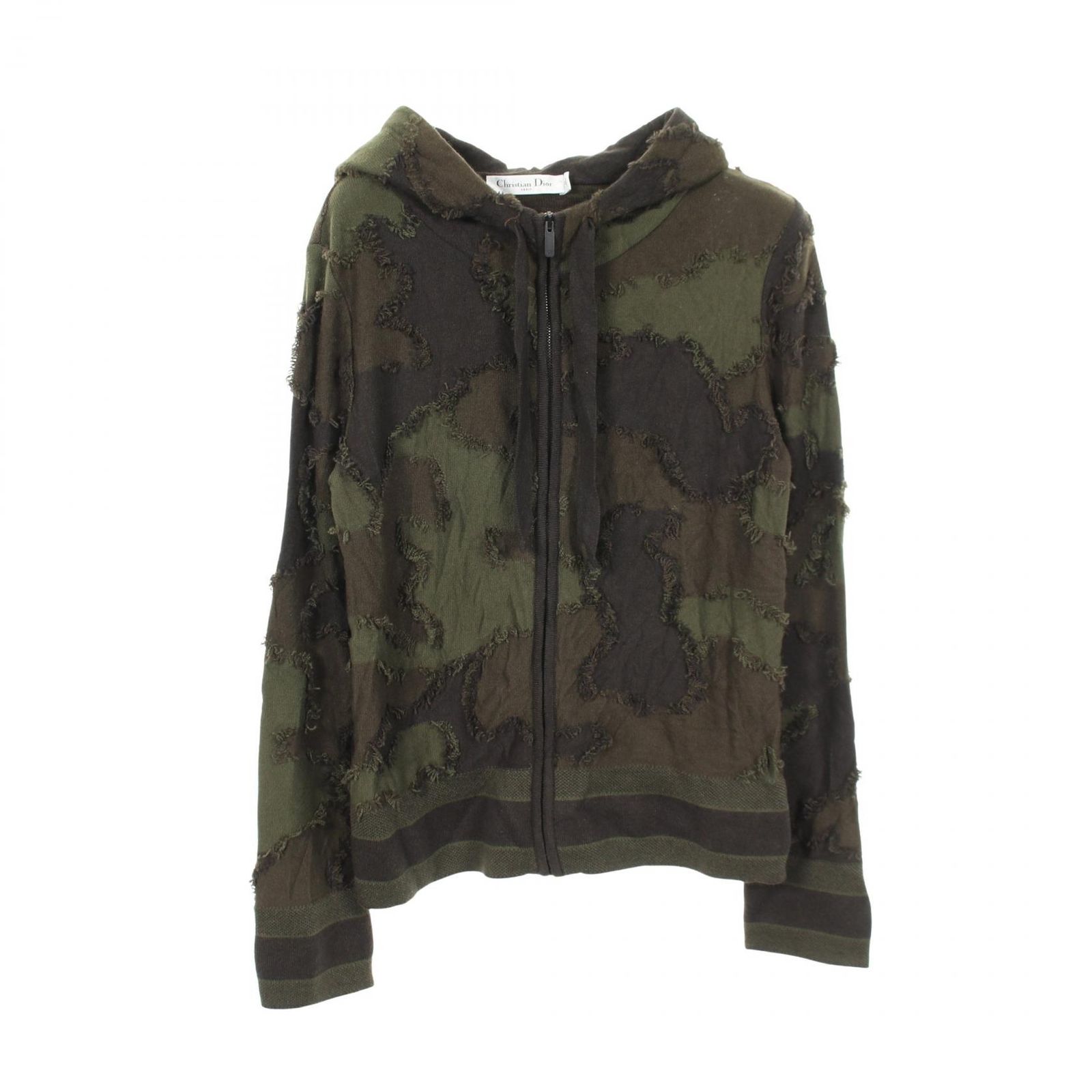 ディオール Dior パーカー カモフラージュ ニット カシミヤ パーカー レディース Used A
