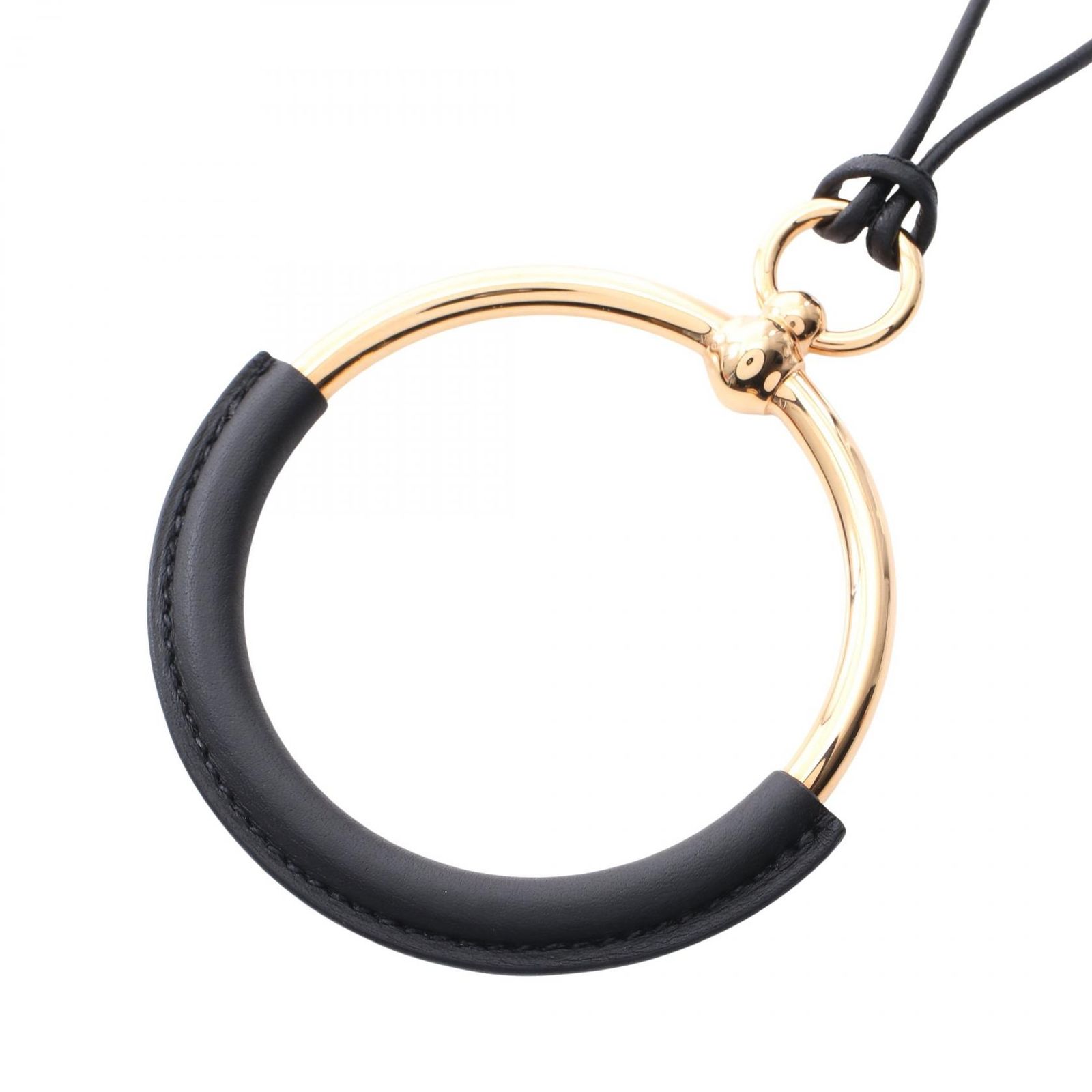 エルメス HERMES ネックレス ループグラン GP(ゴールドメッキ) レザー ペンダント レディース Used A
