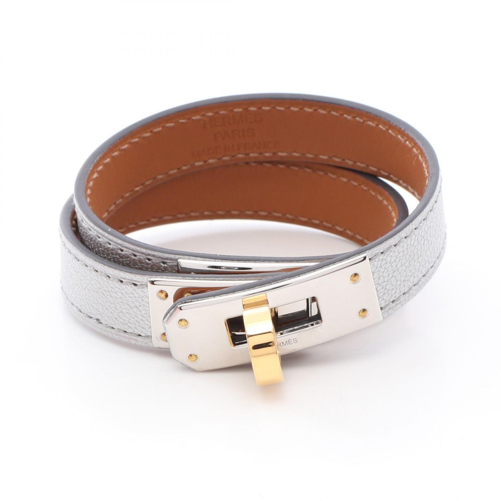 エルメス HERMES ブレスレット ケリーブレスレット ドゥブルトゥール レザー GP（ゴールドメッキ） ケリーブレスレット レディース Used A