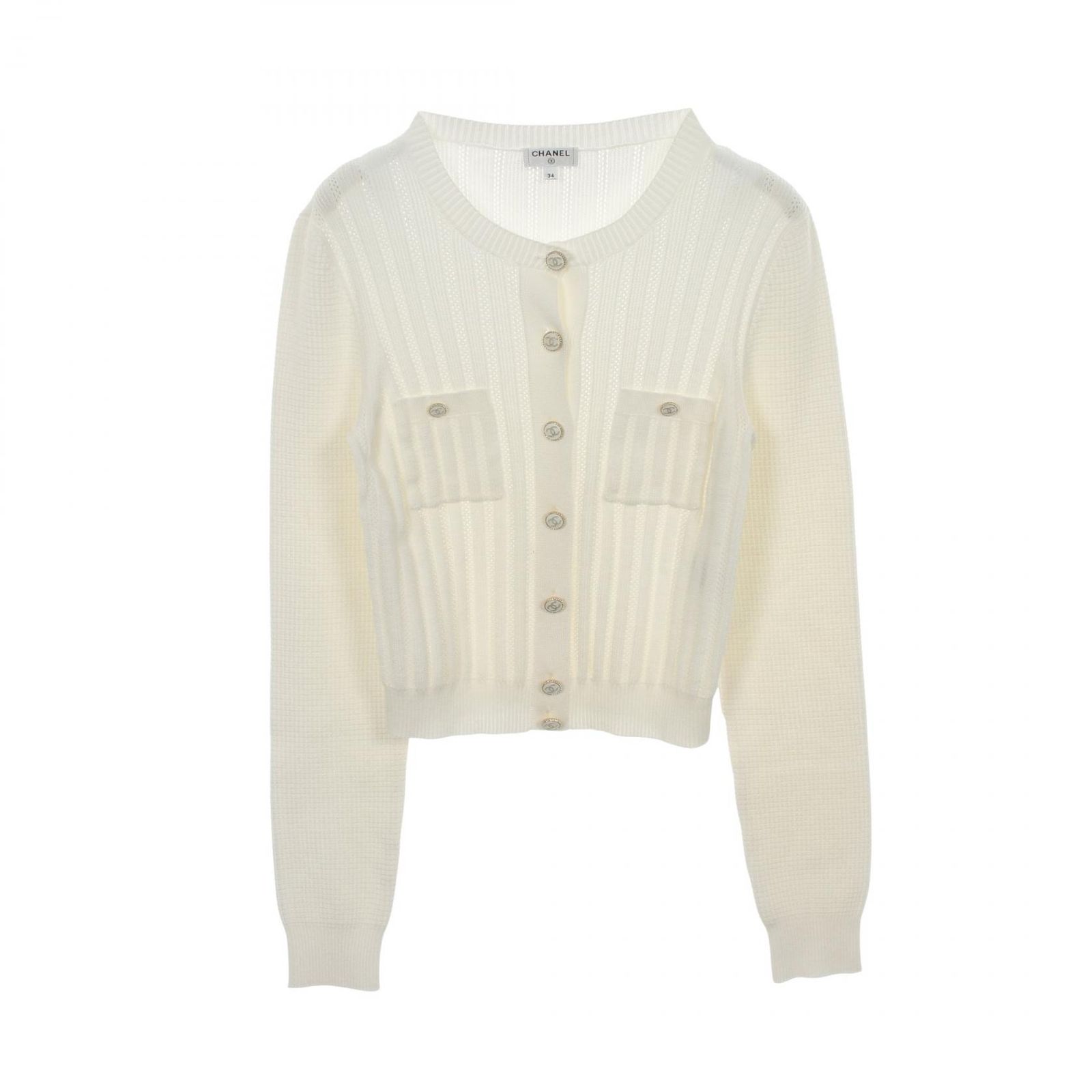 シャネル CHANEL カーディガン ココマークボタン コットン カーディガン レディース Used A