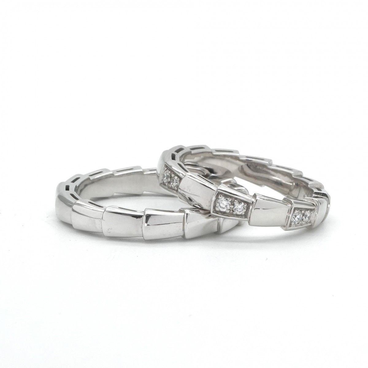 ブルガリ BVLGARI ヴァイパー リング セルペンティ リング 指輪 750WG シルバー ペアリング マリッジリング 結婚指輪