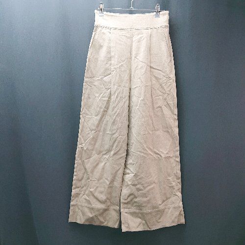 ◇ ◎ QTUME ワンタック センタープレス きれいめ シンプル ワイドパンツ サイズ38 ベージュ レディース E 【1310130038743】