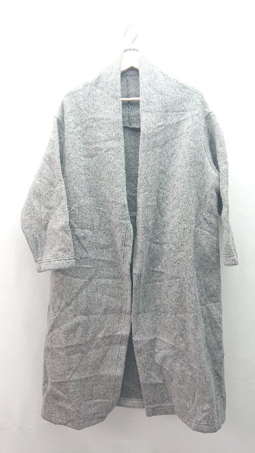 ◇ SEADREAKE ロング丈 シンプル ウール使用 大人カジュアル 長袖 コート サイズM グレー レディース E 【1310130044010】