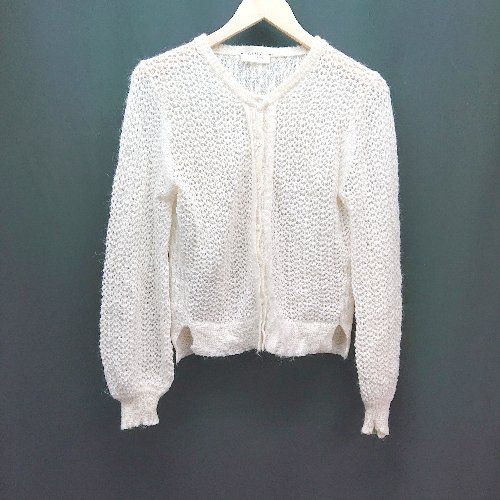 ◇ OLIKA メッシュ ニット セーター ローゲージ シンプル 長袖 カーディガン サイズF アイボリー レディース E 【1310130040951】