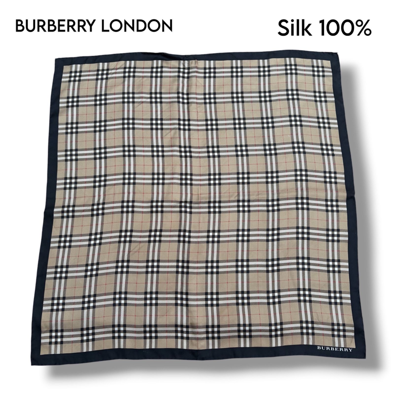 【BURBERRY LONDON】シルク100% ノバチェック スカーフ