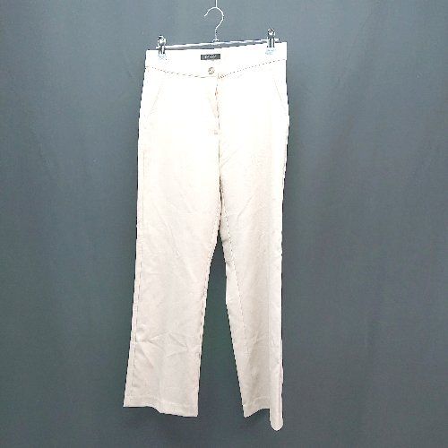 ◇ ENVYLOOK 韓国 ストレッチ 上品 キレイめ ハイウエスト スラックス パンツ サイズL ベージュ レディース E 【1310130049046】