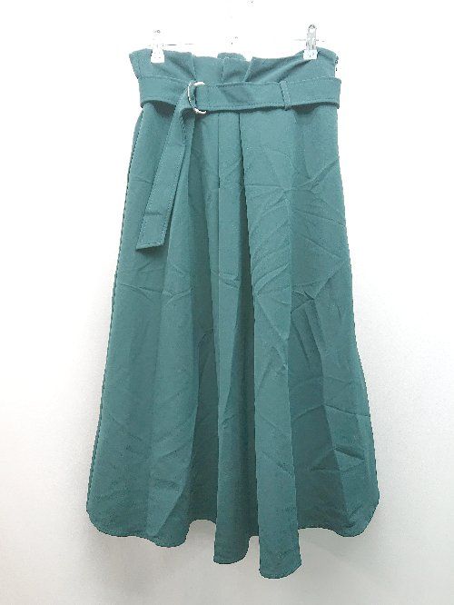 ◇ ◎ l epicerie ウエストゴム バックジップ 裏地 ストレッチ ロング丈 フレア スカート サイズ38 グリーン レディース E 【1310300006077】