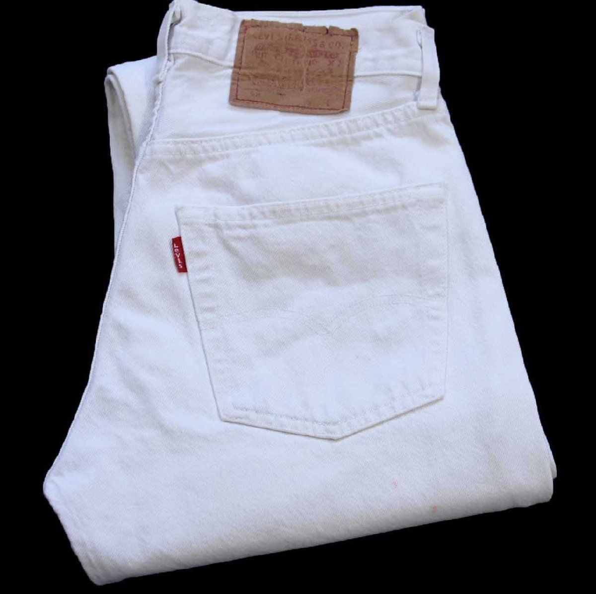 90s フランス製 Levi'sリーバイス 501 ホワイト デニムパンツ W30★F13 ユーロ オールド ビンテージ ジーンズ ストレート ダメージ