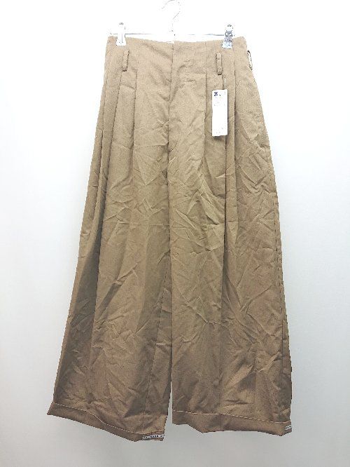 ◇ ◎　●未使用● GU ジーユー フロントファスナー 無地 シンプル スラックスパンツ サイズS ブラウン レディース E 【1310300014294】