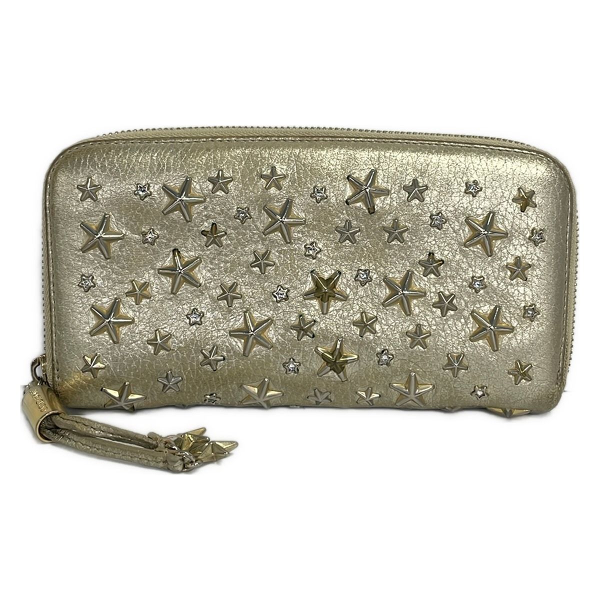 JIMMY CHOO(ジミーチュウ) 長財布 フィリッパ ゴールド ラウンドファスナー/スタッズ/スター(星)/ホログラムシールあり レザー