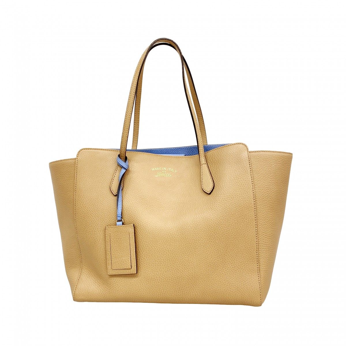 【6ec2150-k】グッチ トートバッグ スウィング 354397 レザー ベージュ ブルー ゴールド金具【中古】レディース