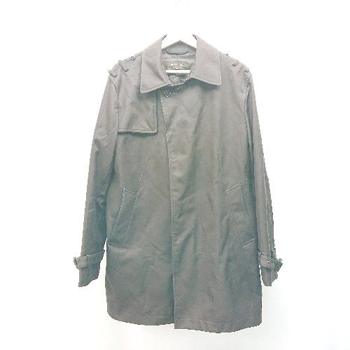 ◇ m.f.editorial シンプル 通勤 ビジネス フロントボタン 長袖 トレンチコート サイズLL ブラウン レディース E 【1310300018780】