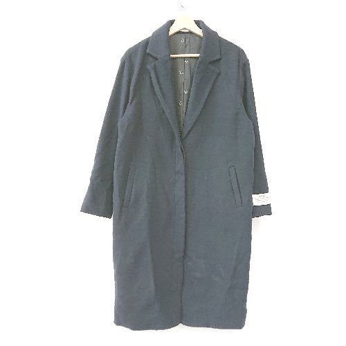 ■ nikioand ニコアンド 無地 冬物 前ボタン閉め 長袖 コート 表記なし ネイビー レディース E 【1310300040095】